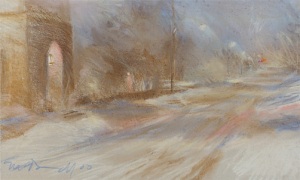 Chestnut Hill Avenue; pastel on paper; 15"x26"