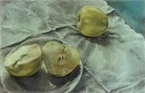 Golden Delicious; pastel on paper; 12.5"x19.5"